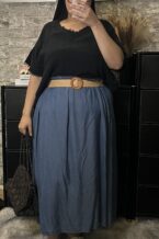 Jupe Jenna bleu foncé tencel